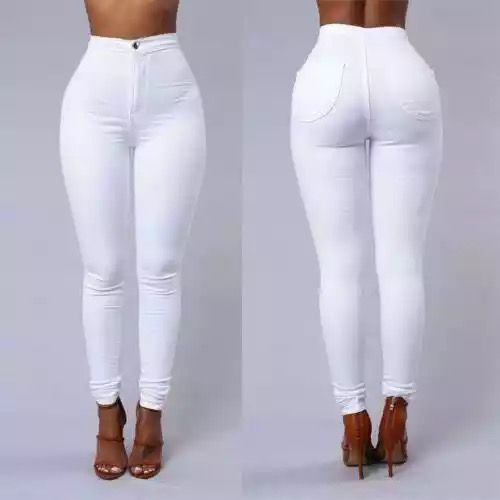 Classy Elegant Ladies' Body Shaping Jeans Pants - White