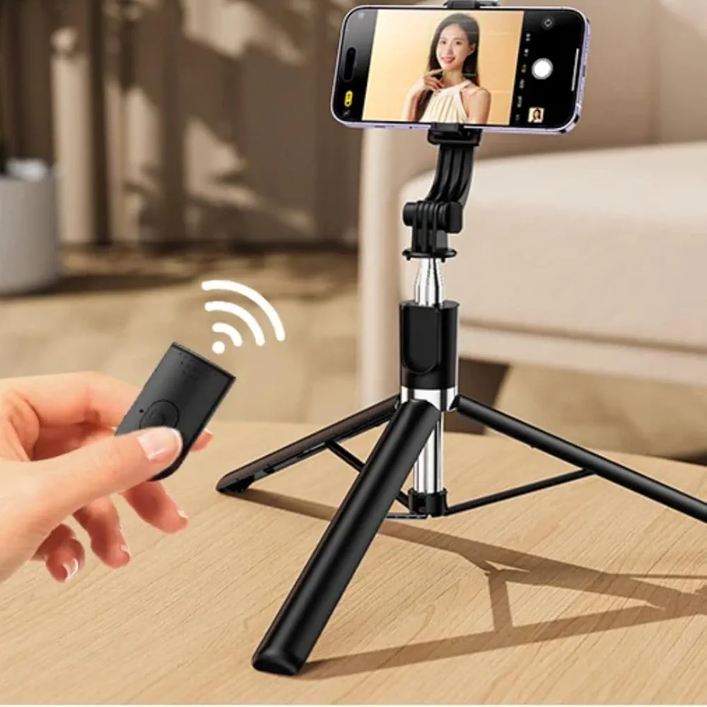 Selfie Stick R1-L (Large) with Wireless Remote and Tripod Stand, Portable, Lightweight, Compatible with All Mobiles