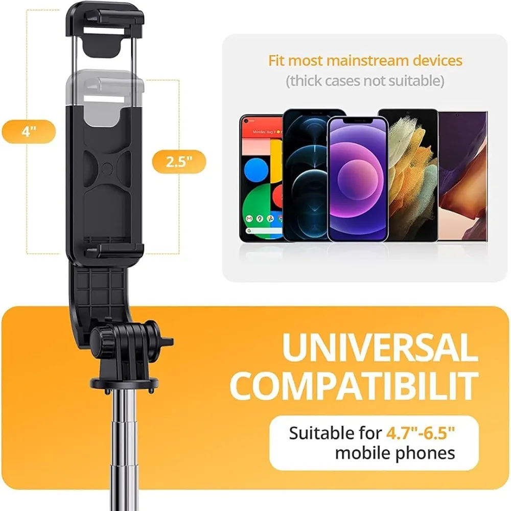 Selfie Stick R1-L (Large) with Wireless Remote and Tripod Stand, Portable, Lightweight, Compatible with All Mobiles