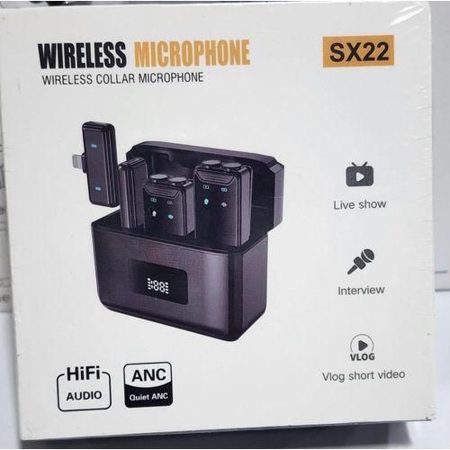 Sx22 1-in-2 Wireless Condenser Microphone Lavalier Microphone  with Display Compartment – Clear Sound Pickup & Intelligent Noise Reduction for iphone and Android