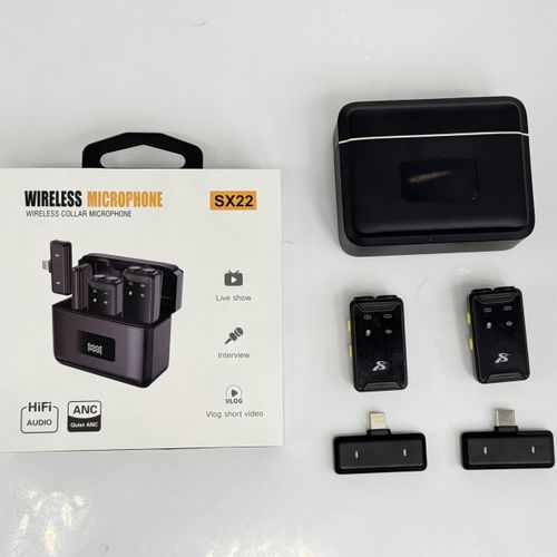 Sx22 1-in-2 Wireless Condenser Microphone Lavalier Microphone  with Display Compartment – Clear Sound Pickup & Intelligent Noise Reduction for iphone and Android