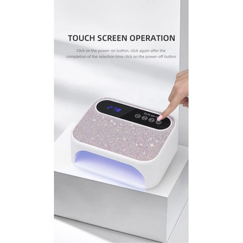 HURRISE Rechargeable UV LED Nail Lamp, 42 LED Chips, Fast Curing Light with Smart Sensor and Touch Function, for Home Salon Manicure of Gel Polish Plus anti uv protection fingerless gloves view 2