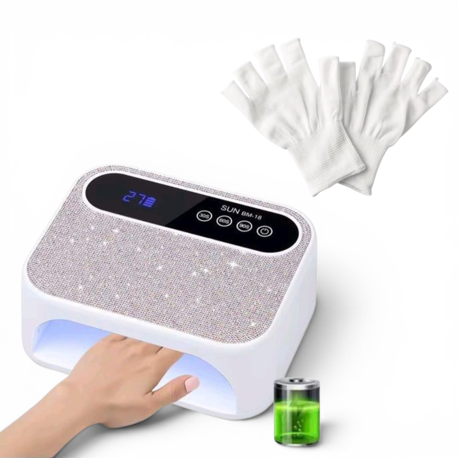HURRISE Rechargeable UV LED Nail Lamp, 42 LED Chips, Fast Curing Light with Smart Sensor and Touch Function, for Home Salon Manicure of Gel Polish Plus anti uv protection fingerless gloves view 5