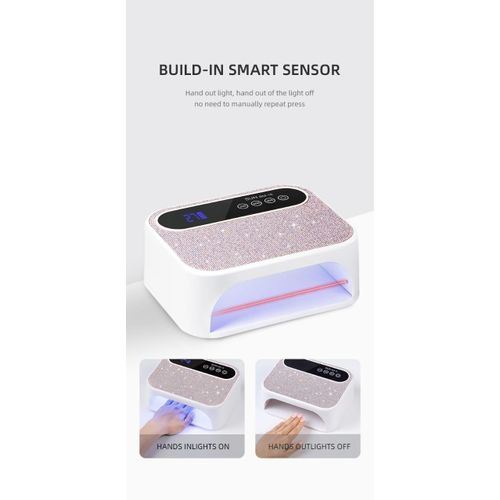 HURRISE Rechargeable UV LED Nail Lamp, 42 LED Chips, Fast Curing Light with Smart Sensor and Touch Function, for Home Salon Manicure of Gel Polish Plus anti uv protection fingerless gloves view 3