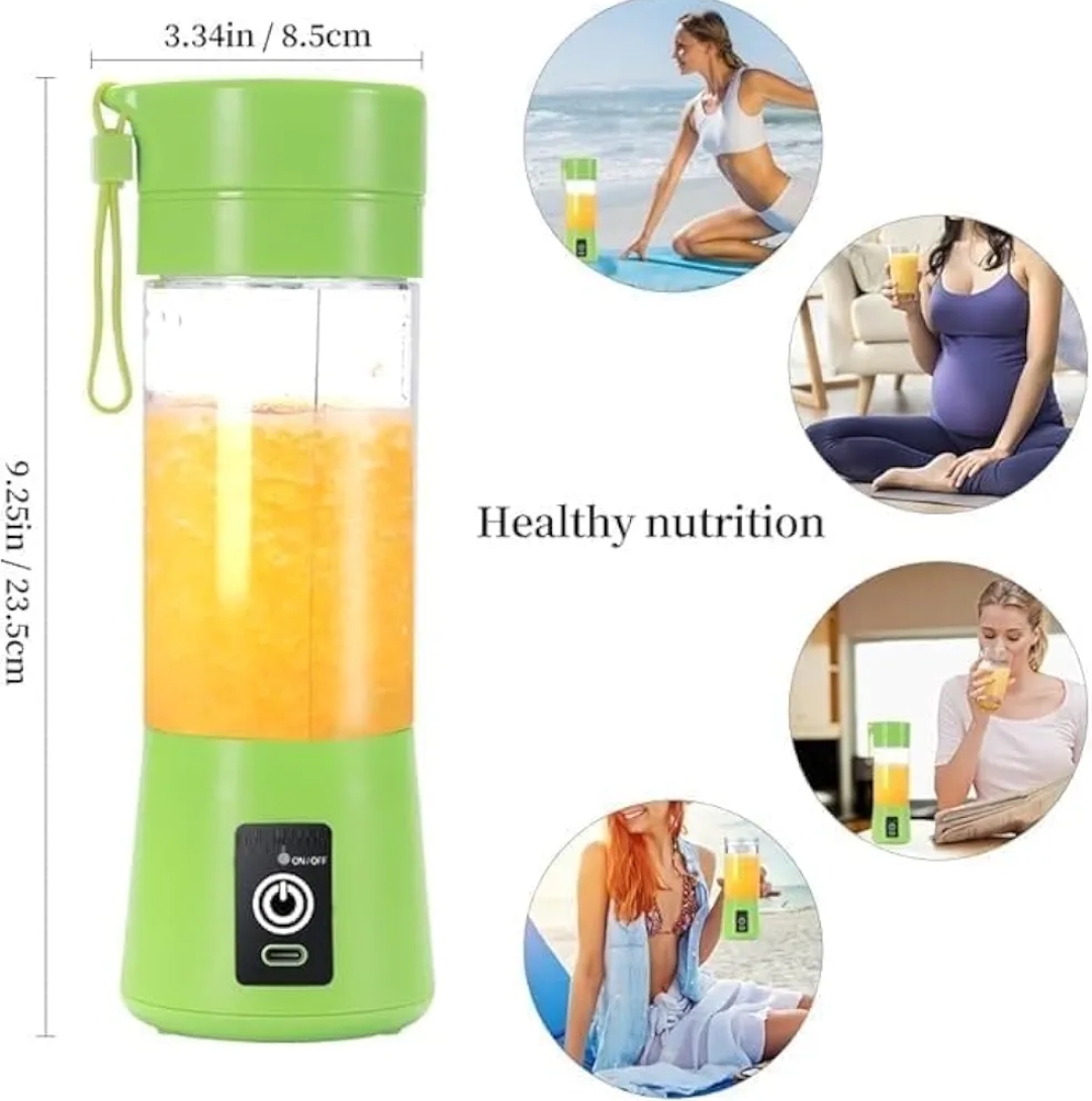 Portable Juicer Blender 6-Blade | USB Rechargeable Smoothie Maker with Built-in Bottle | Personal Fruit Juice & Protein Shake Mixer | Portable blender for Home, Travel & Gym
