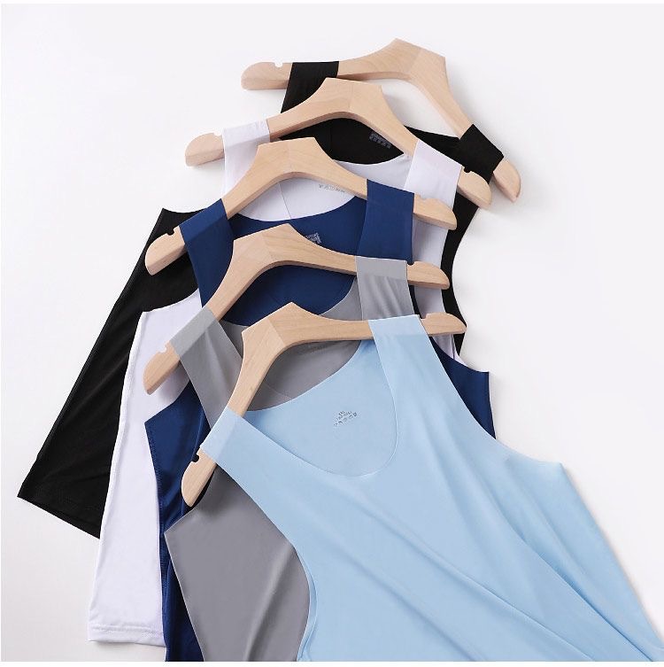 Top Fashion L-5XL Men's 3 Pack Tank Tops Ice Silk Men's Ice Silk Seamless Vest White Summer Tight-fitting Wide-shoulder V-neck Sport sleeveless Undershirt Men's Breathable Clothings M131
