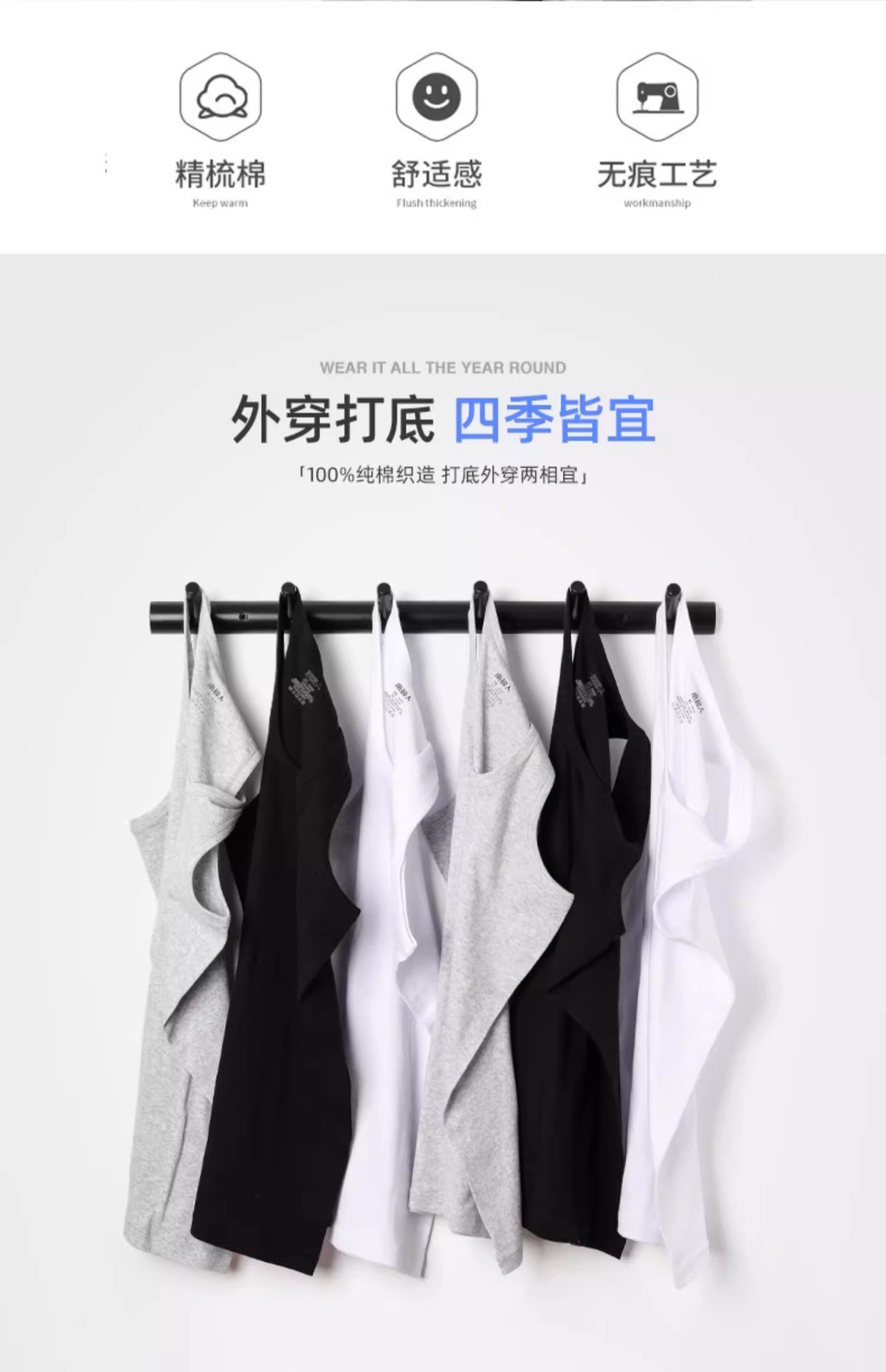 Top Sale 100% Cotton Men's 3 Pack Tank Tops Performance Sleeveless Casual Classic T Shirts Summer Men's Sports Vest Men's Sports Undershirt L-4XL Men's Round Neck Shirt  Best Gifts for Mens M130