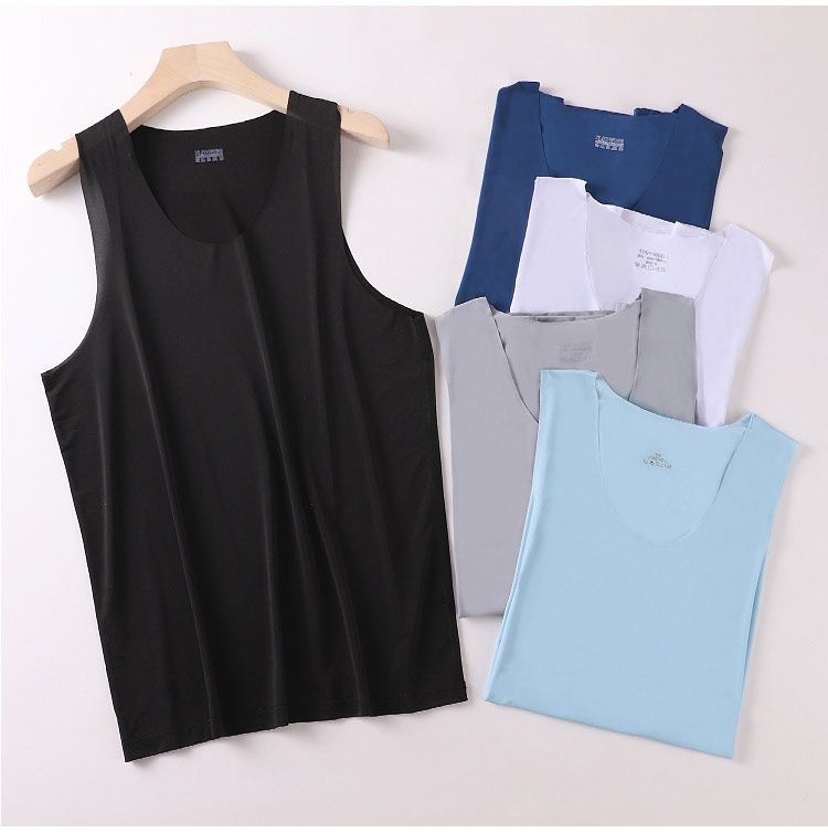 Top Fashion L-5XL Men's 3 Pack Tank Tops Ice Silk Men's Ice Silk Seamless Vest White Summer Tight-fitting Wide-shoulder V-neck Sport sleeveless Undershirt Men's Breathable Clothings M131