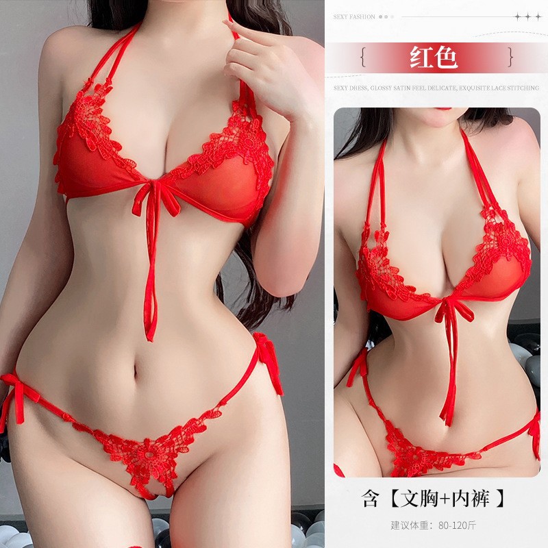 85% Discount Drop Sale!Women Sexy G-String Bra Sets with Stocking Brief Breathable Lace Crotch Opening Thong Lady Sexy Lingerie Panties G-String Underwear Thong Lingerie Christmas Gift FBK FAST M06