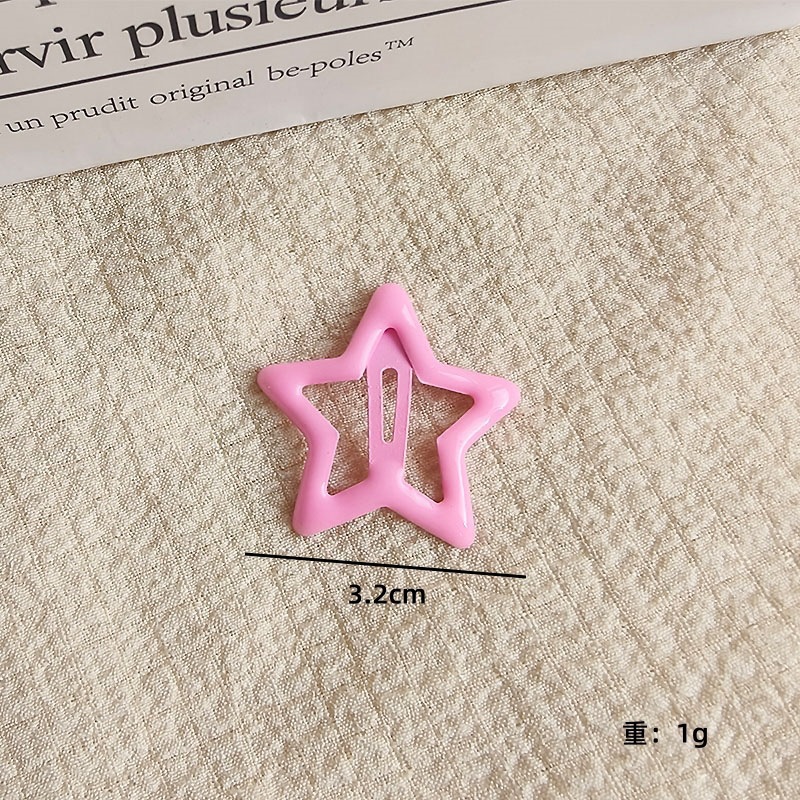 20Pcs Hollow Star BB Hair Clips For Girls, Y2K Dopamine Color Side Bangs Barrettes, Candy Color Pentagram Hair Pins For Kids & Women, Packed In Sealed Bag