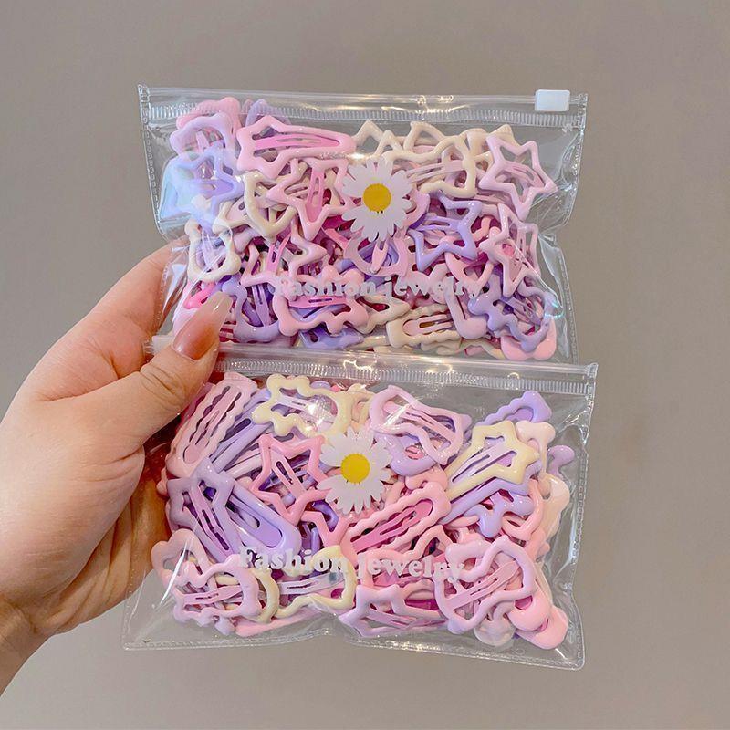 20Pcs Hollow Star BB Hair Clips For Girls, Y2K Dopamine Color Side Bangs Barrettes, Candy Color Pentagram Hair Pins For Kids & Women, Packed In Sealed Bag