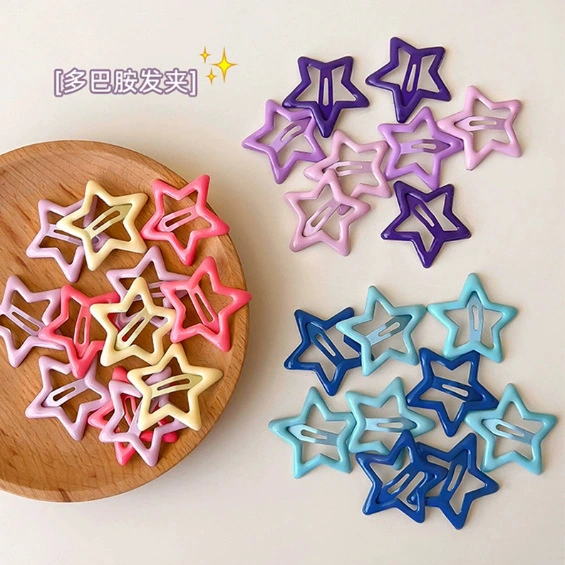 20Pcs Hollow Star BB Hair Clips For Girls, Y2K Dopamine Color Side Bangs Barrettes, Candy Color Pentagram Hair Pins For Kids & Women, Packed In Sealed Bag