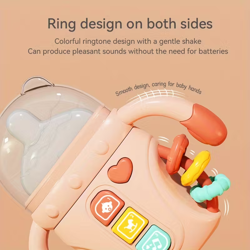 3-in-1 Musical Baby Bottle Rattle & Teething Toy – Early Learning with Music & Lights, Safe to Chew Soothes Gums, Built-in Rattle Sounds, Sensory Development for Infants 0-12 Months, Perfect Gift