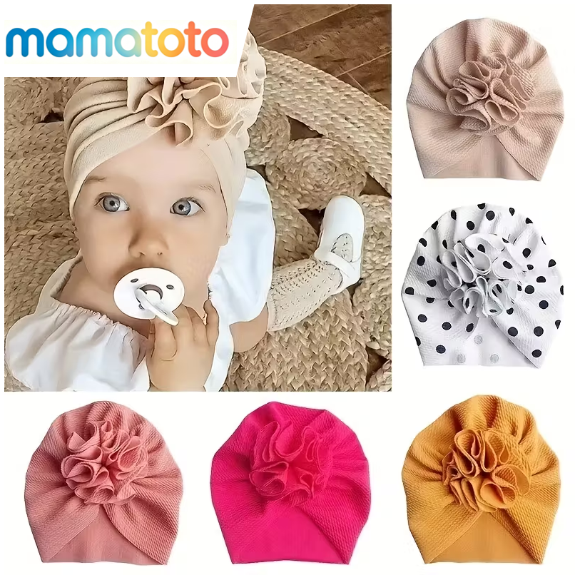 Cozy All-Day Baby Turban Hat – Stretchy, Soft & Breathable Head Wrap for Newborn, Infant & Toddler (0-3 Years), Cute & Comfortable for Home, Outings, Naps & Photo Shoots