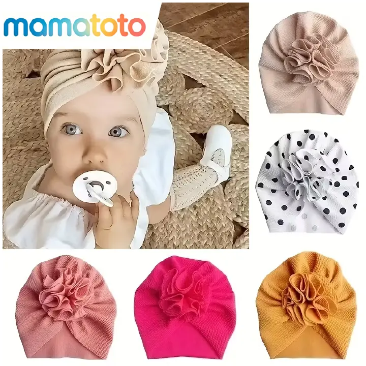 Cozy All-Day Baby Turban Hat – Stretchy, Soft & Breathable Head Wrap for Newborn, Infant & Toddler (0-3 Years), Cute & Comfortable for Home, Outings, Naps & Photo Shoots