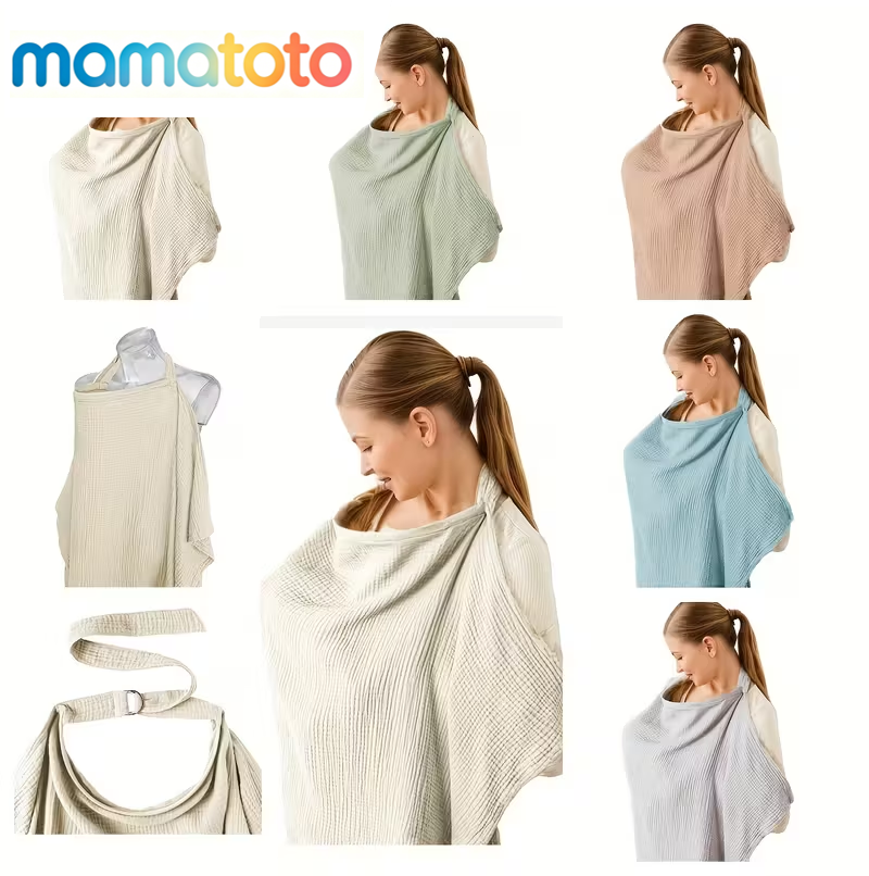 Nursing Cover for Breastfeeding Mums – Breathable Cotton Adjustable Nursing Cover Up, Hands-Free Scarf with Baby Window, Full Coverage, Multi-Use Car Seat & Cart Cover, Essential for New Moms