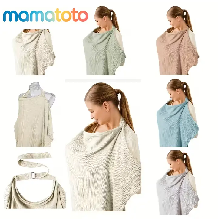 Nursing Cover for Breastfeeding Mums – Breathable Cotton Adjustable Nursing Cover Up, Hands-Free Scarf with Baby Window, Full Coverage, Multi-Use Car Seat & Cart Cover, Essential for New Moms