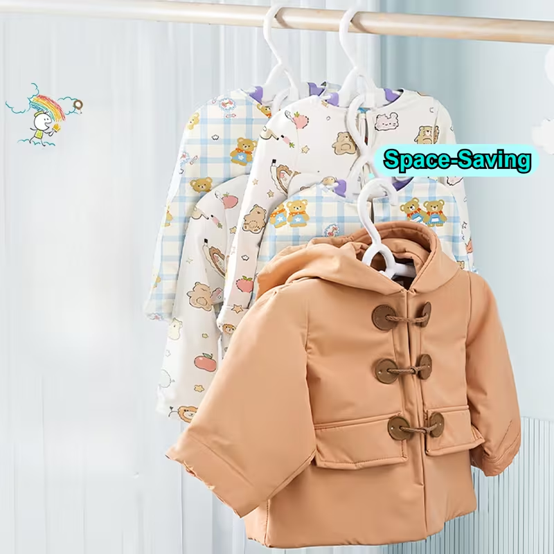 7pcs Adjustable Rainbow Baby Hangers – Retractable Width Grows with Your Child from Newborn to Adults, Stackable Space-Saving Hangers for Closet Organization, Durable& Ideal for  Daily Home Use