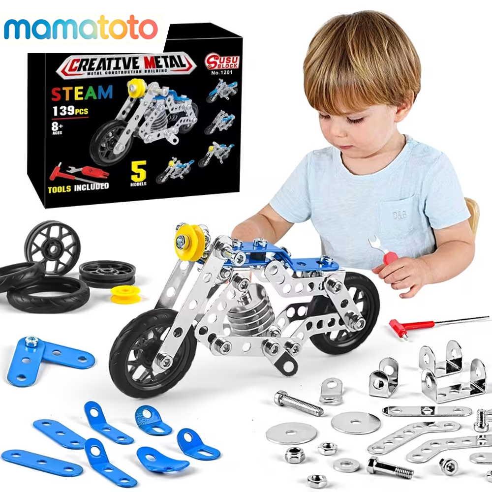 Creative 5-in-1 Metal Building Set – 139 PCS with Tools, Builds Spatial Thinking, Fine Motor & Problem-Solving Skills, Teamwork & Parent-Child Fun, Ages 8+, Great Gift for Kids