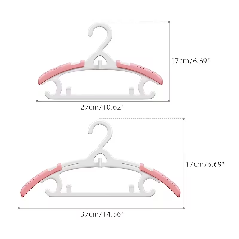 7pcs Adjustable Rainbow Baby Hangers – Retractable Width Grows with Your Child from Newborn to Adults, Stackable Space-Saving Hangers for Closet Organization, Durable& Ideal for  Daily Home Use