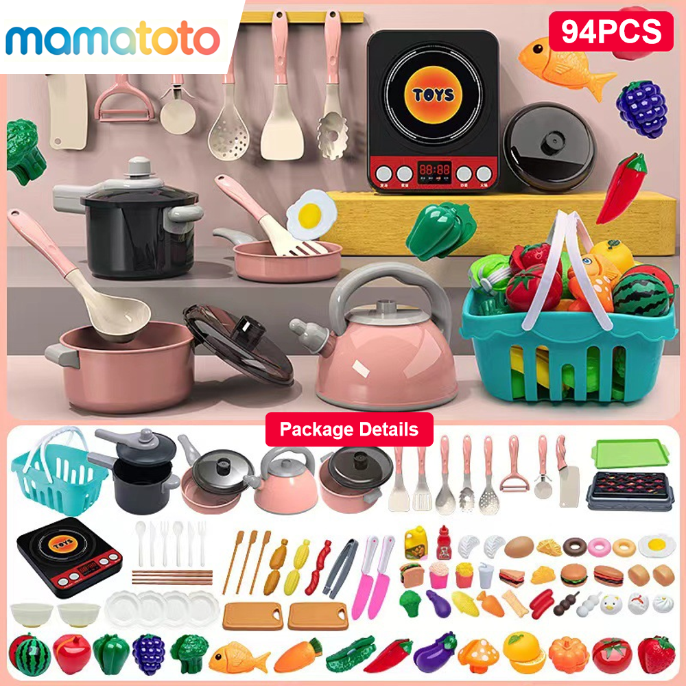 Mamatoto Role-Play Kitchen Set for Toddlers, Complete with Realistic Food & Tableware, Develops Social & Motor Skills,gift for kids (Ages 3-6)