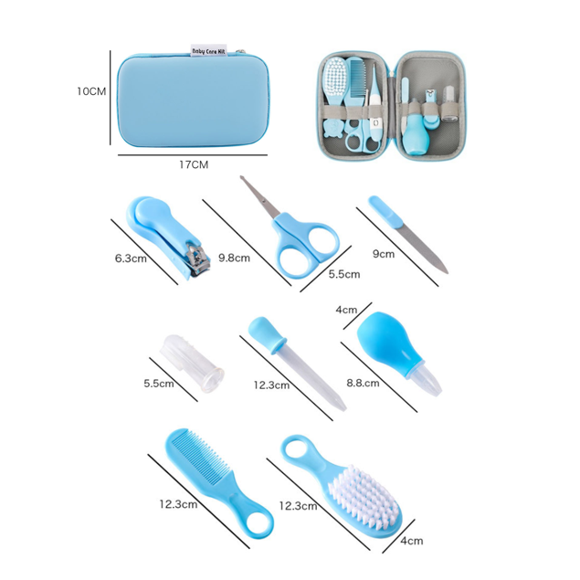 8pcs Kids Healthcare Kit with Portable Case – Complete Child Grooming Set with Ear Spoon, Nail Clippers, Soft Comb & Brushes, Essential for Daily Personal Care, Perfect for Home, Travel & Holiday Gif