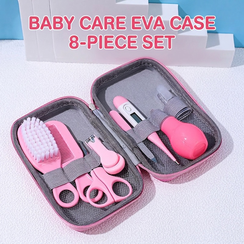 8pcs Kids Healthcare Kit with Portable Case – Complete Child Grooming Set with Ear Spoon, Nail Clippers, Soft Comb & Brushes, Essential for Daily Personal Care, Perfect for Home, Travel & Holiday Gif