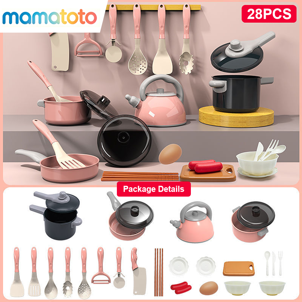 Mamatoto Role-Play Kitchen Set for Toddlers, Complete with Realistic Food & Tableware, Develops Social & Motor Skills,gift for kids (Ages 3-6)