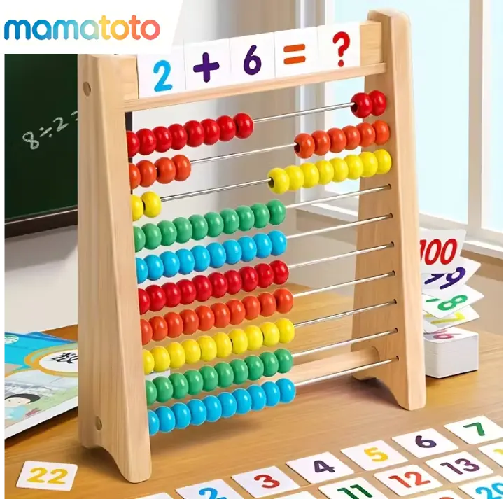 Wooden Abacus Math Set for Toddlers 3+ – Complete Learning Toy with Number Cards & Multiplication Table, Hands-On Counting, Builds Early Math Skills, Perfect Birthday & Holiday Gift