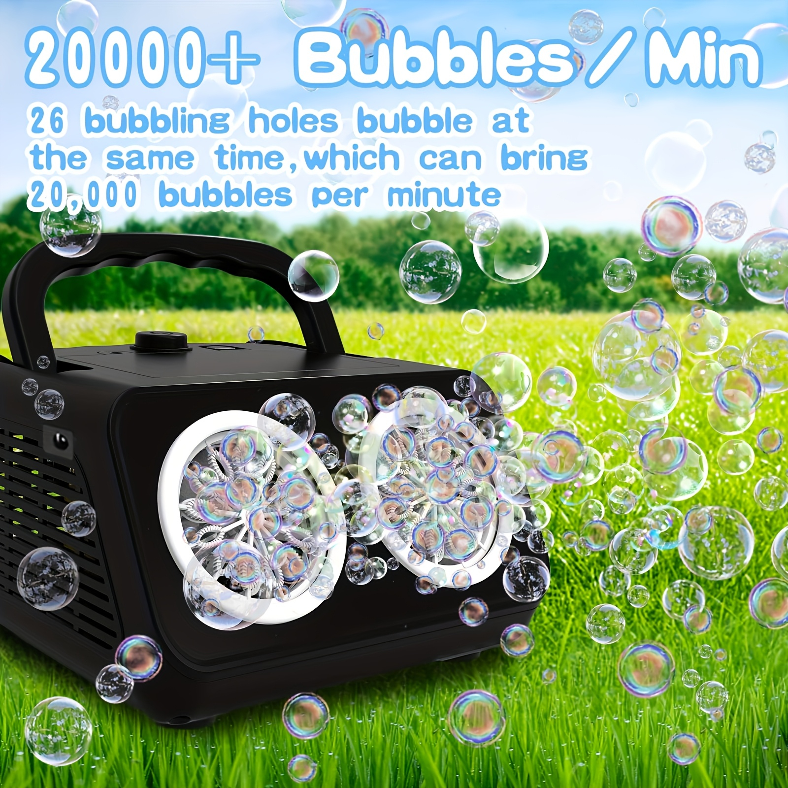 Automatic Bubble Machine with 2 Fans – 20,000+ Bubbles/Min, Electric Bubble Blower for Kids, Perfect for Birthday Parties, Outdoor Play & Family Celebrations