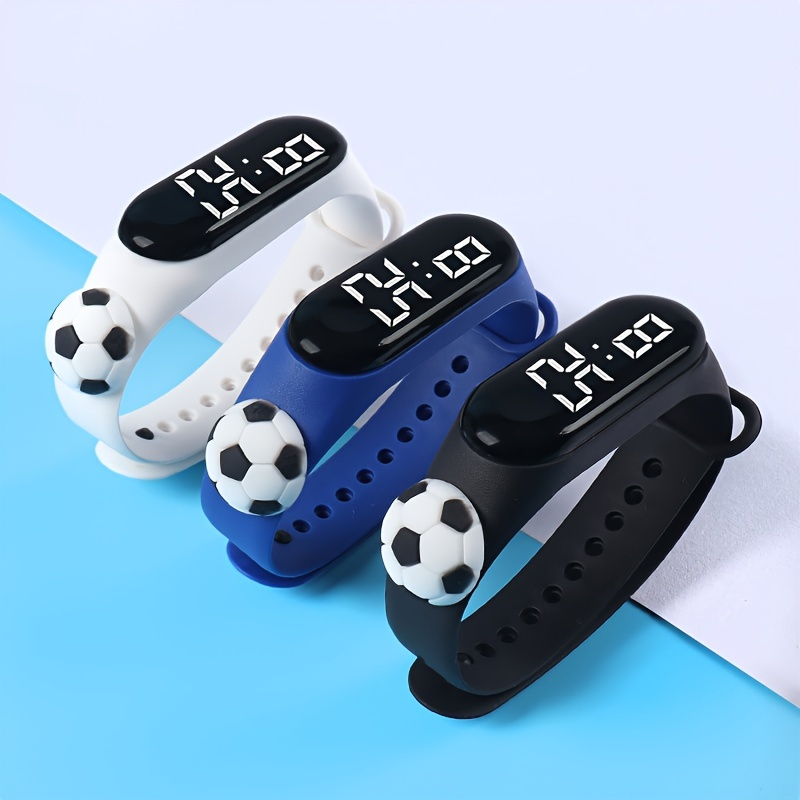 Waterproof Touchscreen Kids' Digital Watch – LED Watch Set with 3D Football on Strap, No Games or Apps, Safe for Eyes & Study, Daily Essential Sports Wristband for Boys & Girls