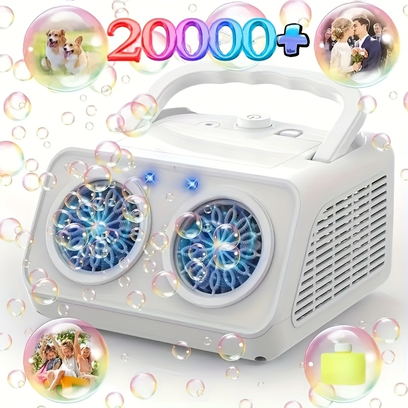 Automatic Bubble Machine with 2 Fans – 20,000+ Bubbles/Min, Electric Bubble Blower for Kids, Perfect for Birthday Parties, Outdoor Play & Family Celebrations