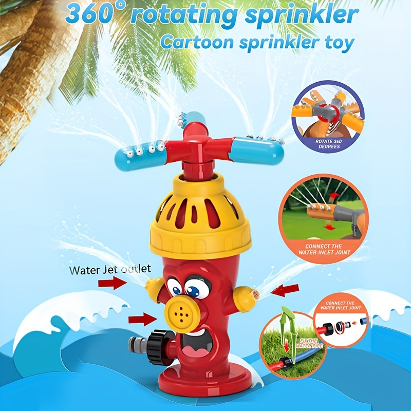 Fire Hydrant Sprinkler for Garden – Rotating Water Jet Toy, Hose Connection Automatic Spray, Outdoor Fun Water Play for Kids & Yard Watering