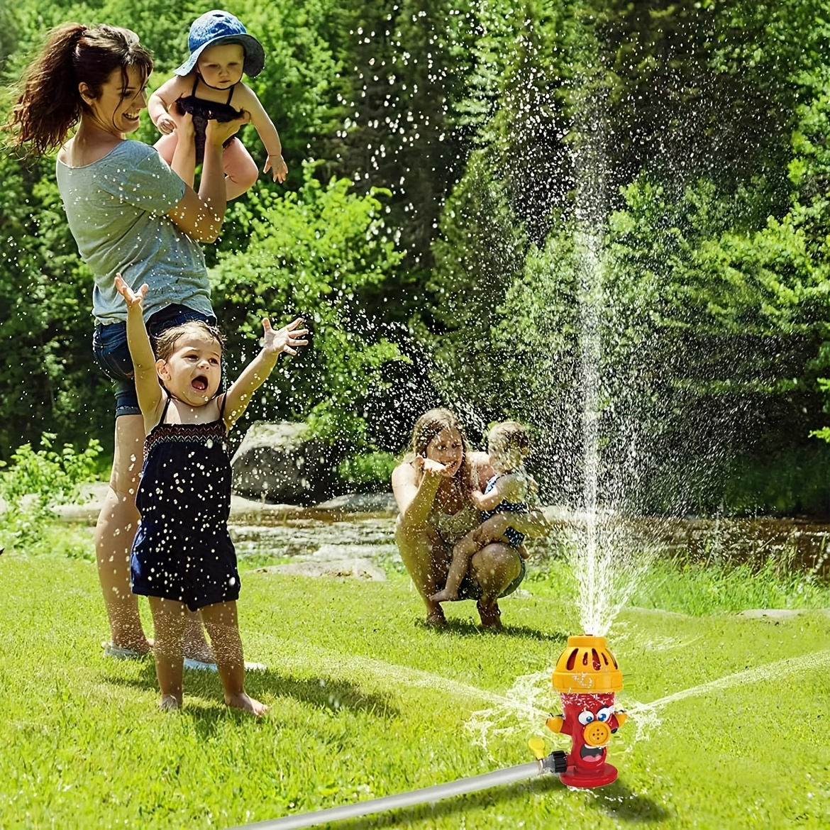 Fire Hydrant Sprinkler for Garden – Rotating Water Jet Toy, Hose Connection Automatic Spray, Outdoor Fun Water Play for Kids & Yard Watering