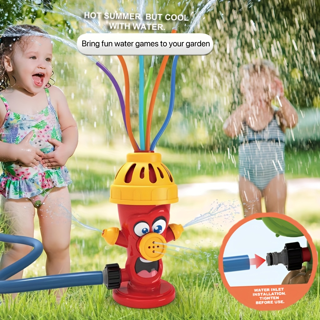 Fire Hydrant Sprinkler for Garden – Rotating Water Jet Toy, Hose Connection Automatic Spray, Outdoor Fun Water Play for Kids & Yard Watering