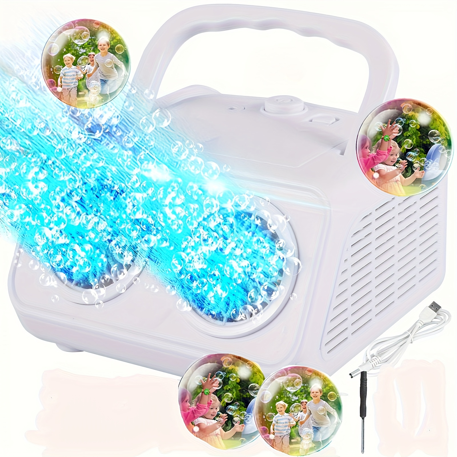 Automatic Bubble Machine with 2 Fans – 20,000+ Bubbles/Min, Electric Bubble Blower for Kids, Perfect for Birthday Parties, Outdoor Play & Family Celebrations