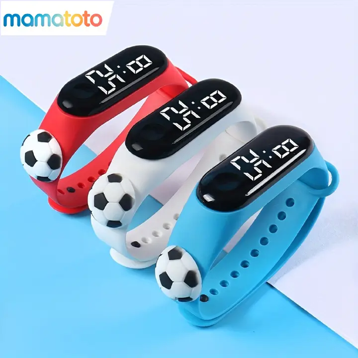 Waterproof Touchscreen Kids' Digital Watch – LED Watch Set with 3D Football on Strap, No Games or Apps, Safe for Eyes & Study, Daily Essential Sports Wristband for Boys & Girls