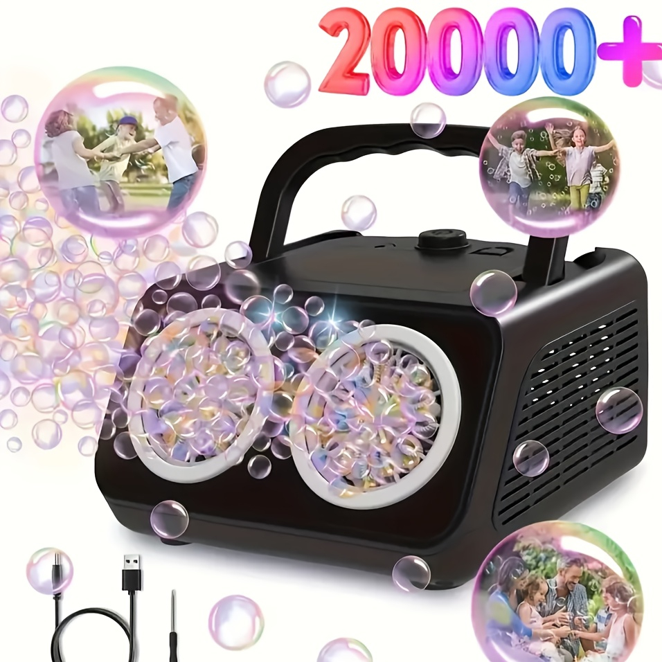Automatic Bubble Machine with 2 Fans – 20,000+ Bubbles/Min, Electric Bubble Blower for Kids, Perfect for Birthday Parties, Outdoor Play & Family Celebrations