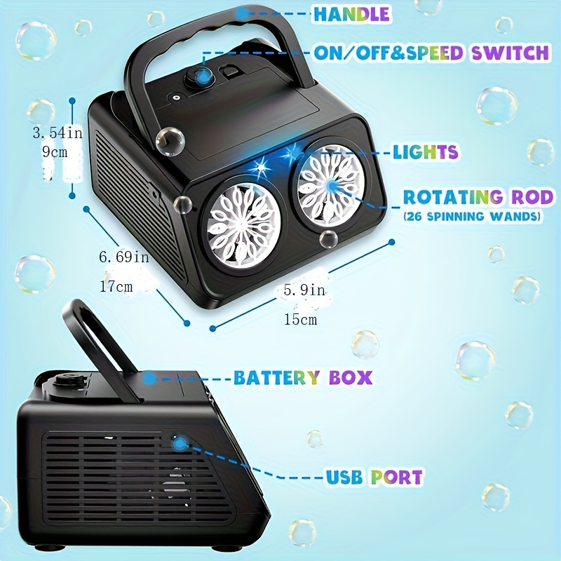 Automatic Bubble Machine with 2 Fans – 20,000+ Bubbles/Min, Electric Bubble Blower for Kids, Perfect for Birthday Parties, Outdoor Play & Family Celebrations