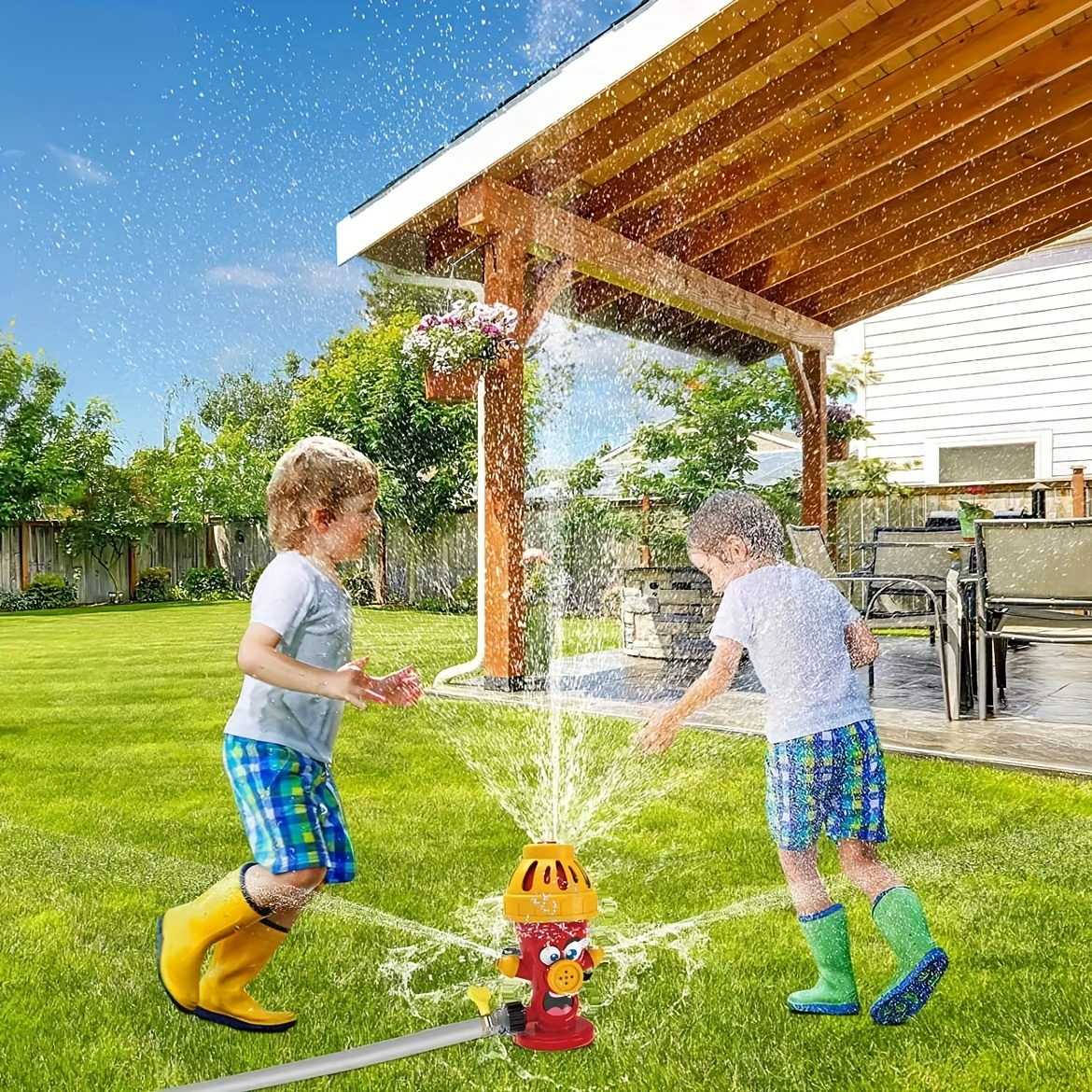 Fire Hydrant Sprinkler for Garden – Rotating Water Jet Toy, Hose Connection Automatic Spray, Outdoor Fun Water Play for Kids & Yard Watering