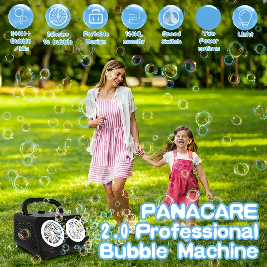 Automatic Bubble Machine with 2 Fans – 20,000+ Bubbles/Min, Electric Bubble Blower for Kids, Perfect for Birthday Parties, Outdoor Play & Family Celebrations