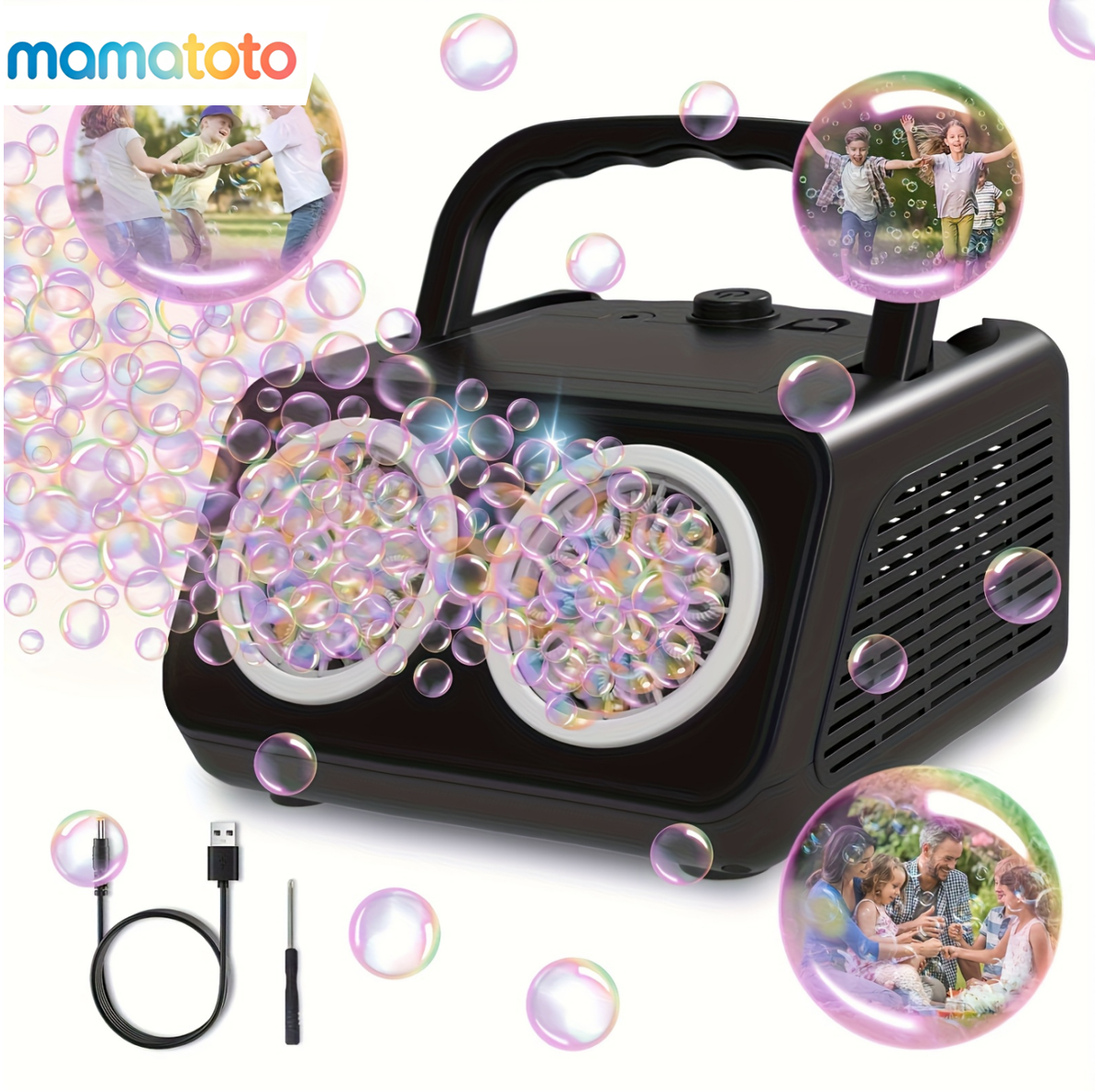 Automatic Bubble Machine with 2 Fans – 20,000+ Bubbles/Min, Electric Bubble Blower for Kids, Perfect for Birthday Parties, Outdoor Play & Family Celebrations