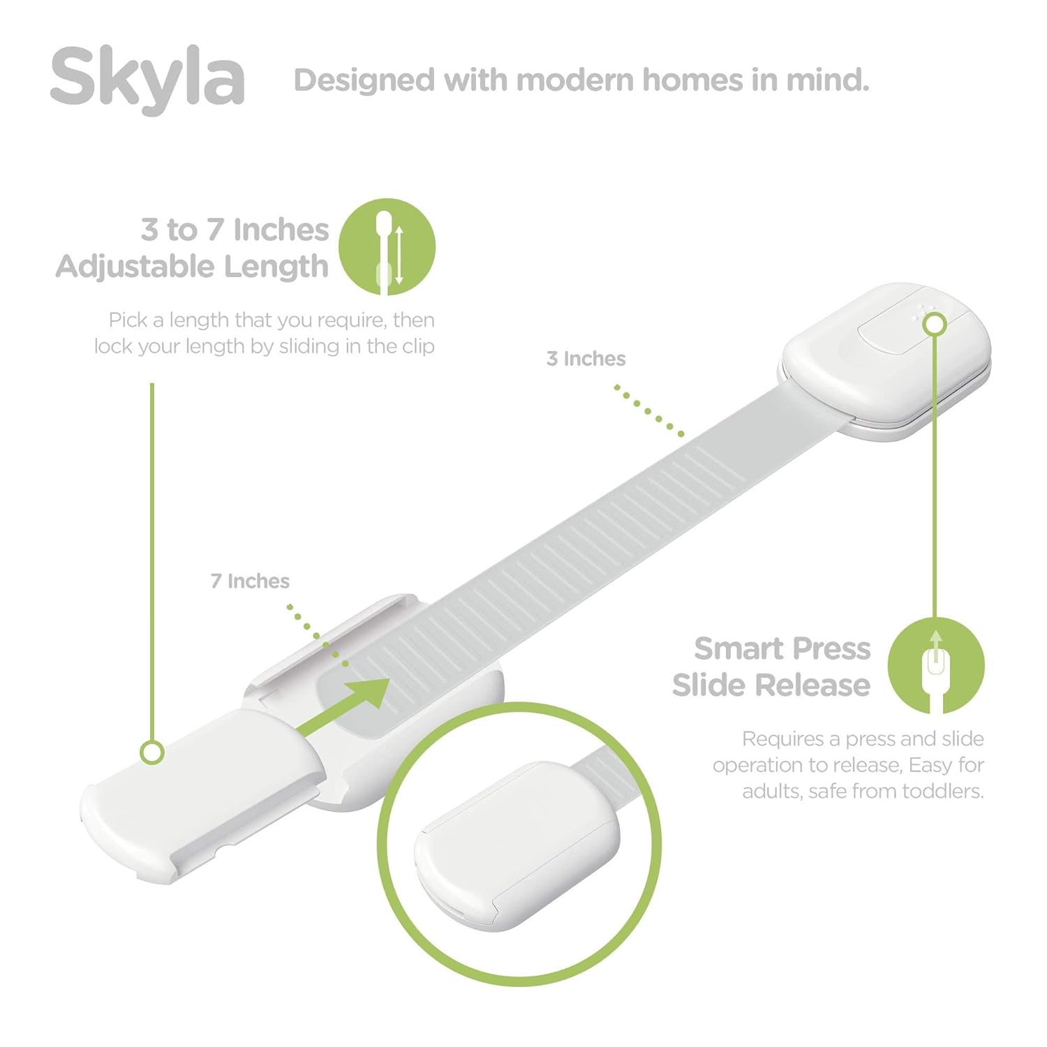 3/6/10pcs Child Safety Locks – Adjustable with 3M Adhesive, Press & Slide Release, Anti-Pinch, No-Drill Multi-Use for Cabinets, Drawers, Ovens & Toilets