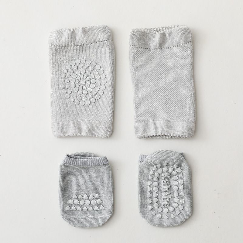 4pcs Non-Slip Baby Knee Pads & Socks Set – 2 Knee Protectors + 2 Anti-Slip Socks, Soft Cushioned for Crawling & Walking, Breathable & Comfy for 0-1 Year, Ideal for Home, Carpet & Outdoor Play
