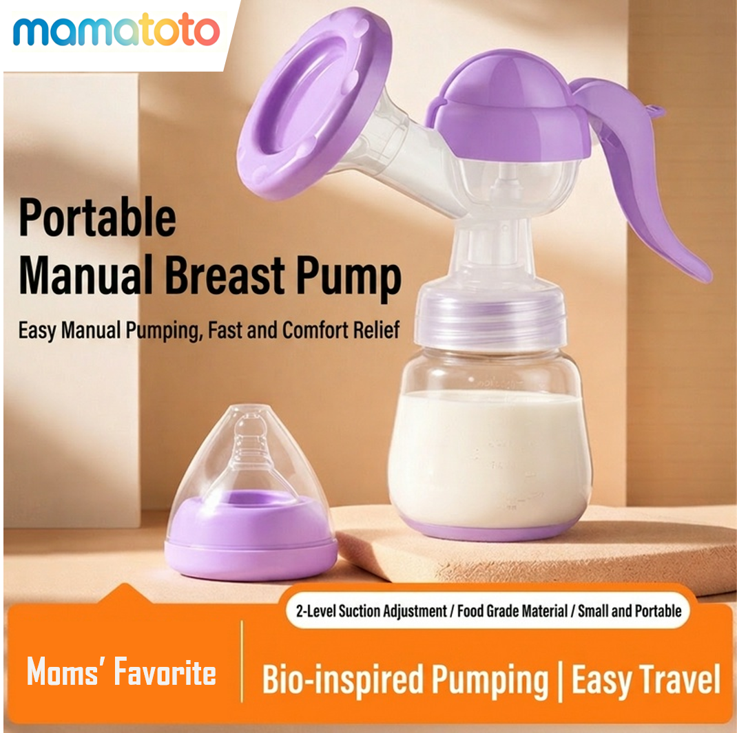 Manual Breast Pump with Massage, Anti-Backflow & Locking Handle, Portable Silent Milk Collector, BPA-Free, Breastfeeding Essential for Working Moms, Travel, Home, Baby Shower Gift