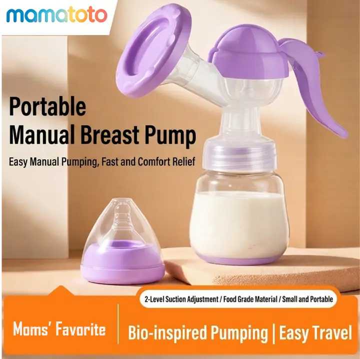 Manual Breast Pump with Massage, Anti-Backflow & Locking Handle, Portable Silent Milk Collector, BPA-Free, Breastfeeding Essential for Working Moms, Travel, Home, Baby Shower Gift