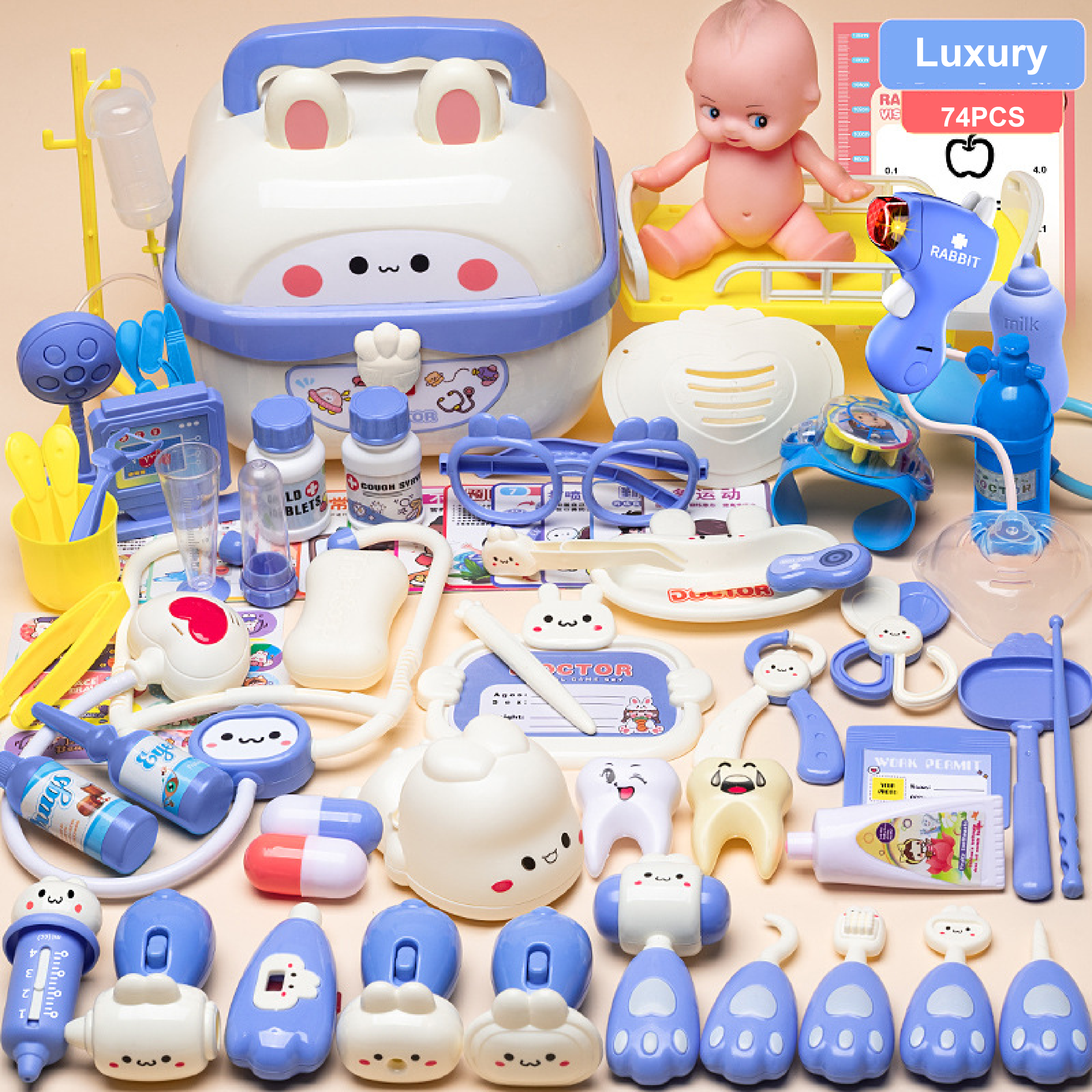 Mamatoto Doctor Role-Play Toy Set for Kids 3+, Interactive Sound & Light Medical Toy Set with Stethoscope, Dental & Eye Tools, Storage Box Option, Educational Pretend Play, Ideal Birthday Gift