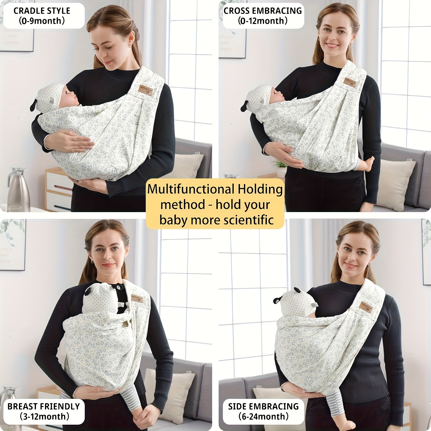 Baby Carrier from Newborn – Soft Lightweight Baby Sling, Adjustable Shoulder Strap Easy Wearing, Front Baby Sling for Newborn & Toddler 1-24 Months, Perfect Baby Shower Gift