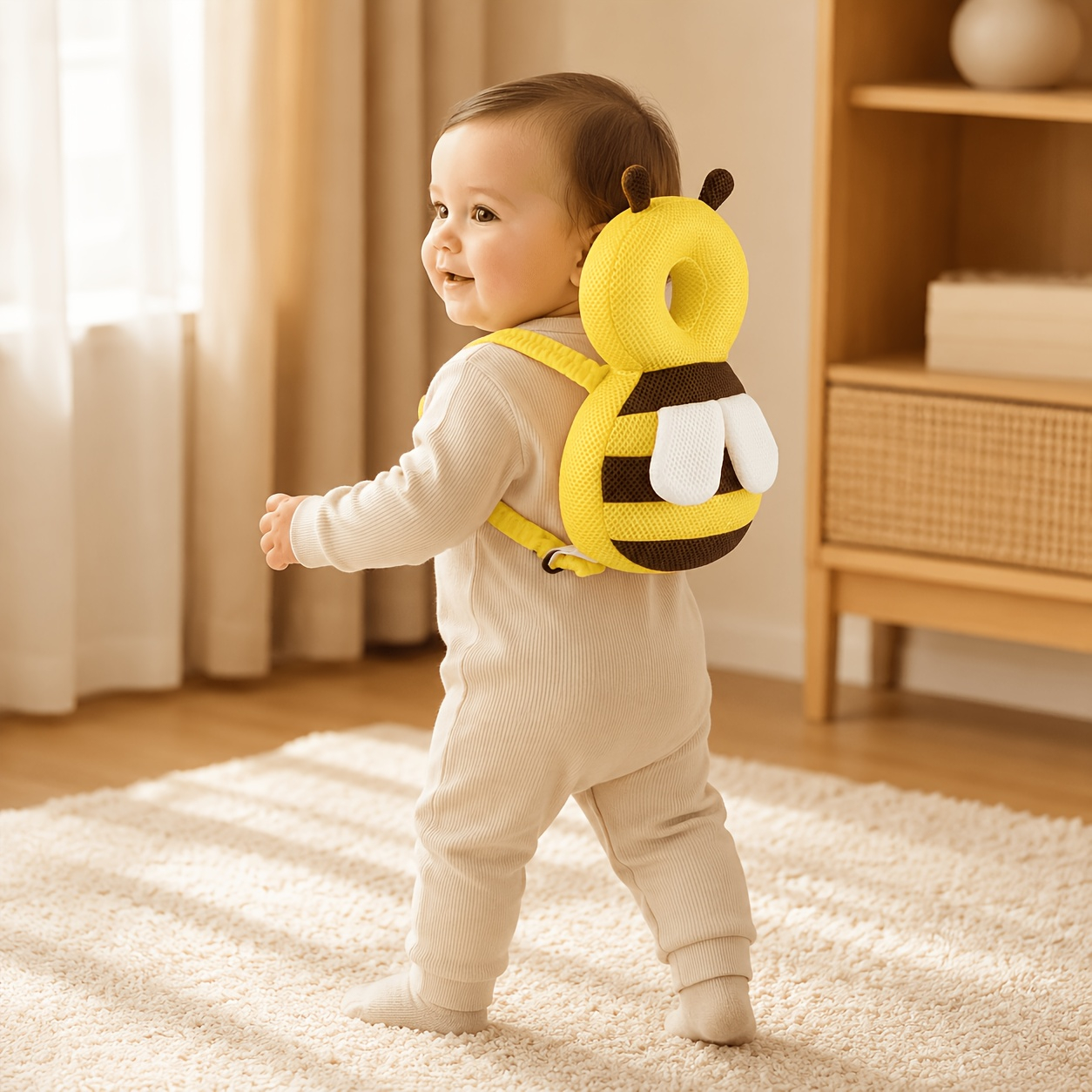 Mamatoto Cute Animal-Shaped Baby Head Protection Backpack for 6-36 Months – Soft Plush Anti-Fall Cushion for Toddlers Learning to Walk, Adjustable Safety Pillow, Breathable, Ideal Gift for Infants