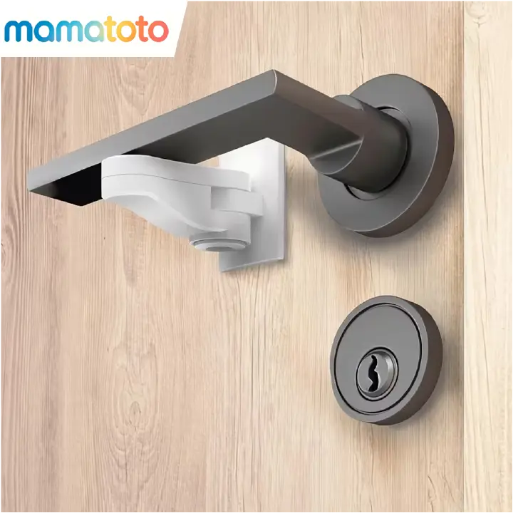 2pcs Safety Door Handle Lock – Press & Twist 180° Unlock, Door Limiter Restricts Opening, Prevents Kids & Pets from Escaping, No-Drill Self-Adhesive, for Doors, Windows, Cabinets, Drawers & Fridge